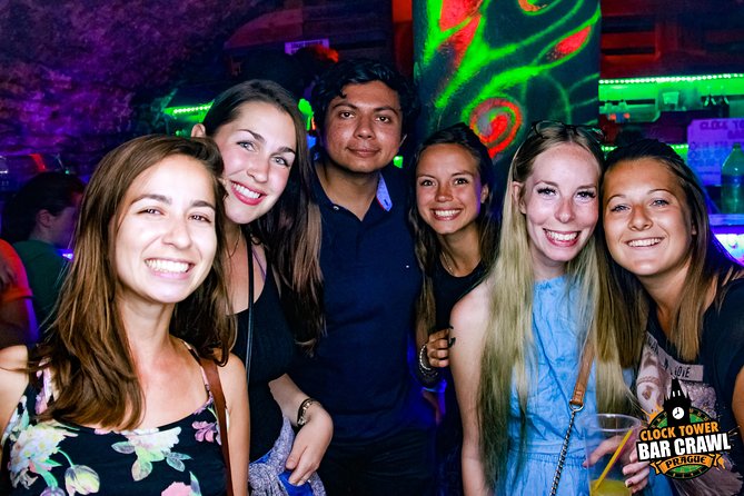 Clock Tower Bar Crawl ending at Prague's BIGGEST rooftop CLUB - How the Clock Tower Bar Crawl works at 8:30 pm