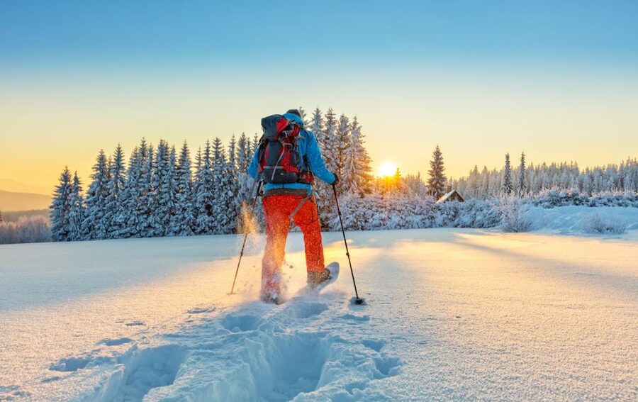 From Prague: Guided Snowshoe Tour with Mountain Views - The 7 km snowshoe hike, daylight views, then torchlight night