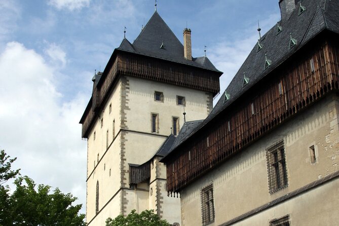 Karlstejn Castle in Vintage Convertible Car - Driver and Language Support: English, and a Real Name to Know