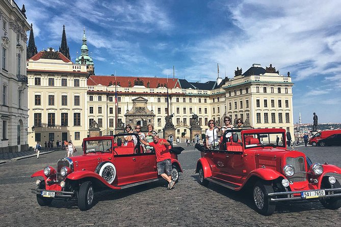 Karlstejn Castle in Vintage Convertible Car - Karlstejn Castle Time: Expect Structure Inside