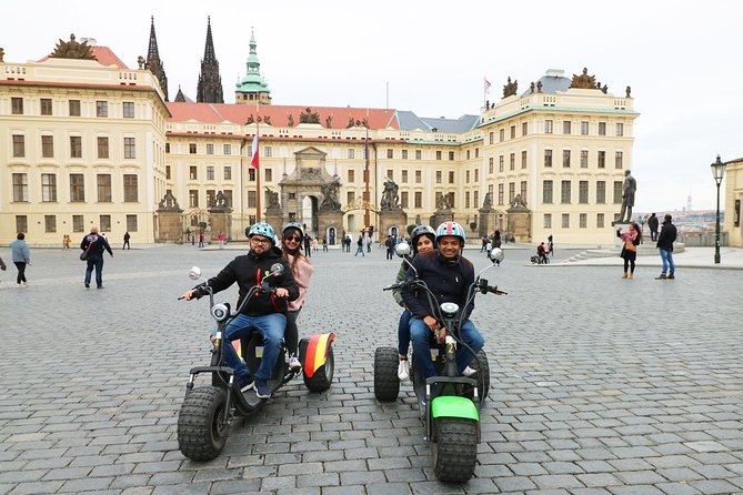 Live-Guided ️Trike-Harley️ Viewpoints tour of Prague - Maltezské Square check-in: coffee, helmets, and getting comfortable fast