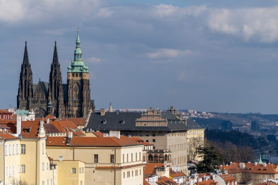 Prague: Castle Grounds & Highlights Walking Tour small-group - St. George Basilica and the Castle District Finish at Hradcany Square