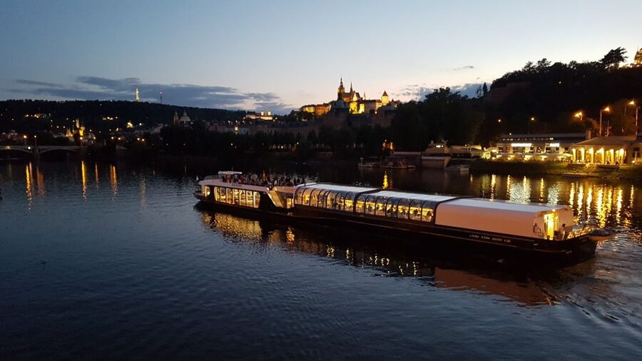 Prague: City Tour and Dinner Cruise with Hotel Pickup - Boarding the Luxury Boat on the Vltava: Welcome Drink, Then Set Sail