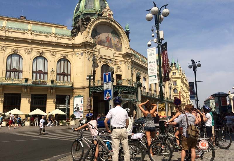 Prague: Classic City Bike Tour - New Town ride: seeing architecture without the hill battle