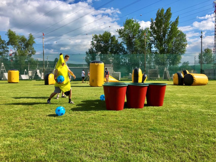 Prague : Giant Foot Darts and Giant Beer Pong Game - Pickup across Prague, then a 30-minute ride to play