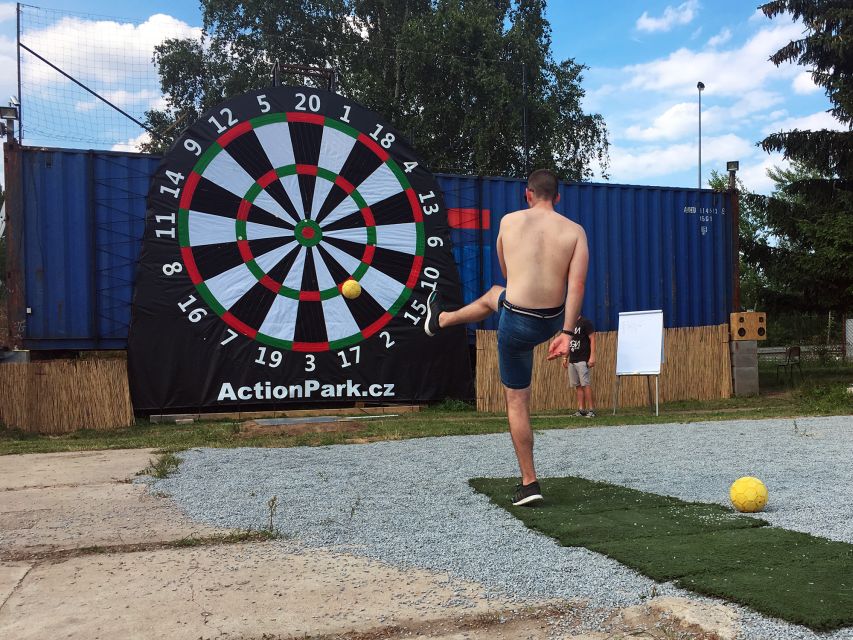 Prague: Giant Football Darts Game with Round of Beers & BBQ - The 1-Hour Giant Foot Darts Game, Team Play With a Center Target