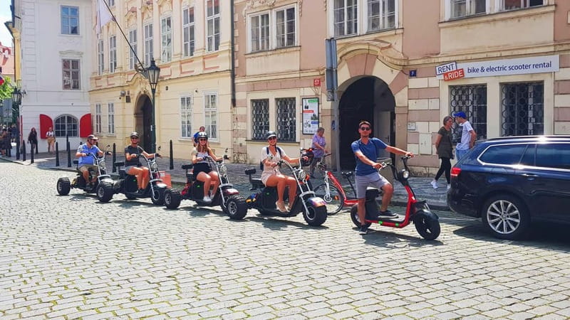 Prague: Panoramic Viewpoints Guided Electric Tricycle Tour - Getting ready at Euro Segway Prague Tours, next to the Embassy of Japan