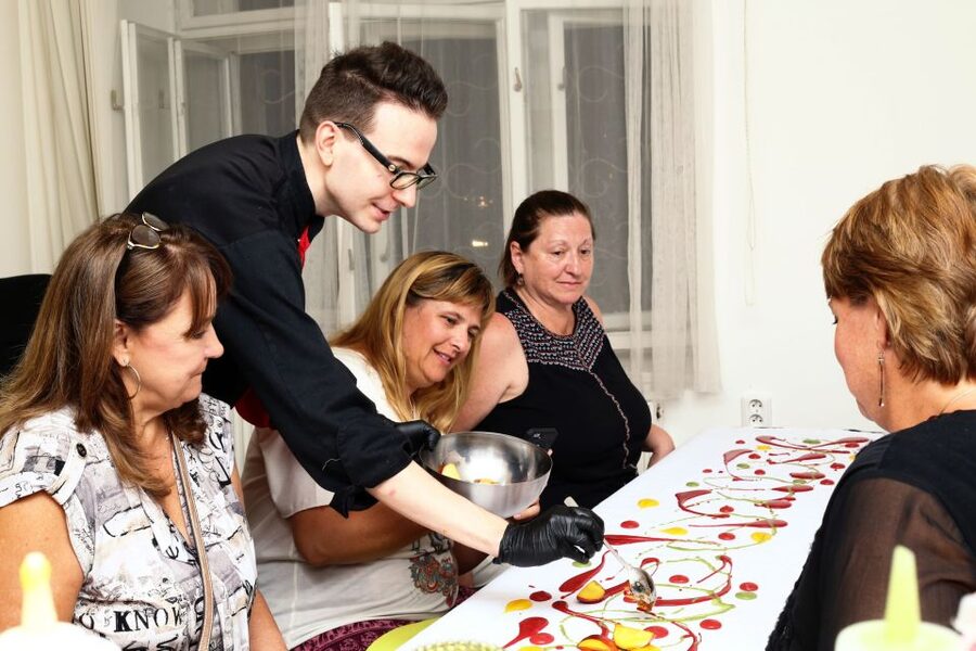 Prague: Savor 10 Course Dinner in Chef’s Kitchen - Dessert painting: the finale you can actually eat