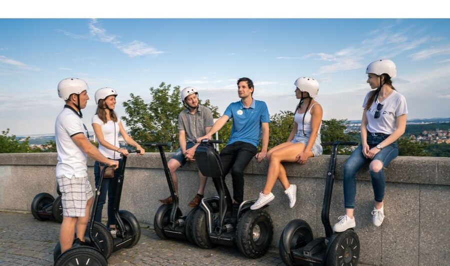 Prague: Shared Group/Private Segway Tour with Hotel Transfer - Strahov Stadium: safety briefing, then those Prague panorama views