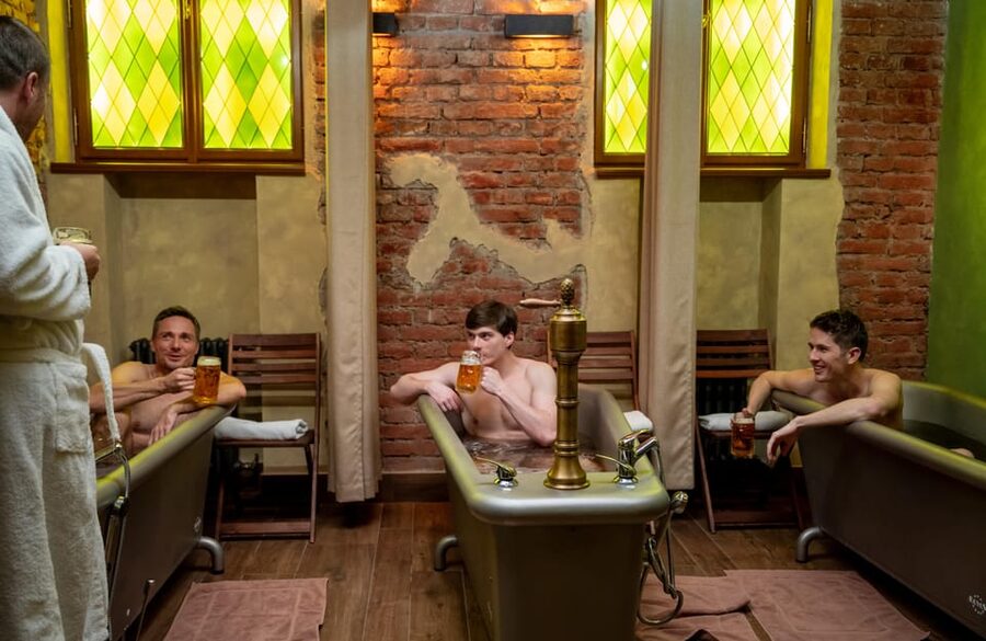 Prague: The Largest Beer SPA with Unlimited Beer Consumption - The salt cave in Prague: birch branches, salt ions, and fireplace calm