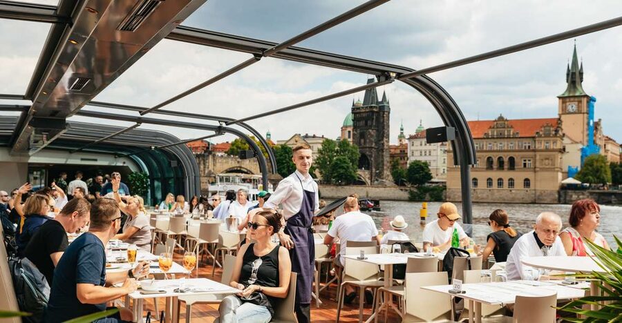 Prague: Vltava River Lunch Cruise in an Open-Top Glass Boat - How the audio commentary and maps work in real life