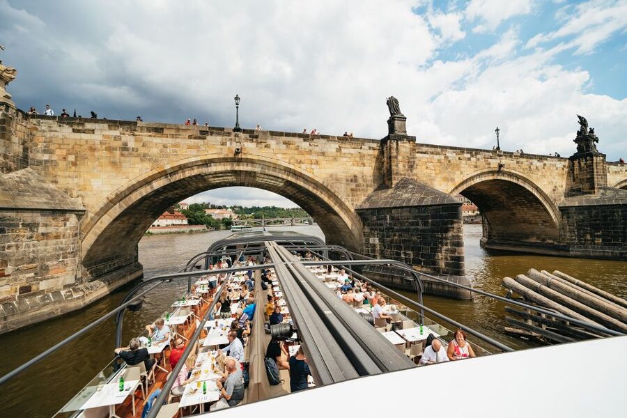 Prague: Vltava River Lunch Cruise in an Open-Top Glass Boat - Open-top glass boat comfort, photos, and where to sit