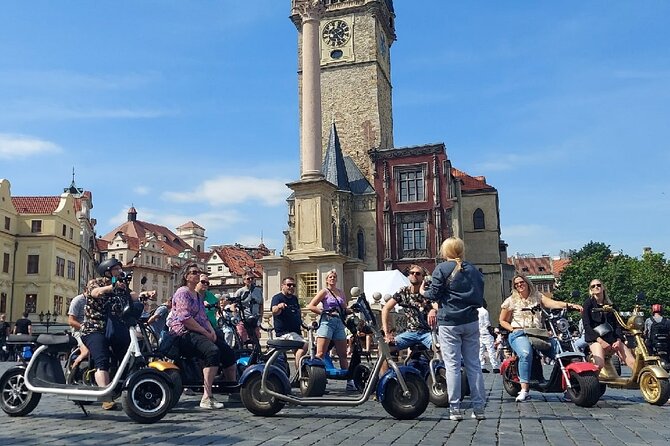 Private live-guided E-Scooter TOURS around Prague - Wenceslas Square and the story around Powder Gate