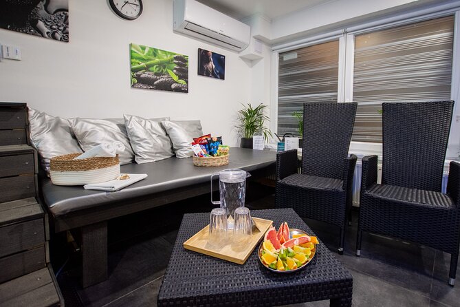 Private Spa with Jacuzzi and Sauna - BLACK ZONE - The Included Comforts: Towels, Water, Hairdryer, and L’Occitane