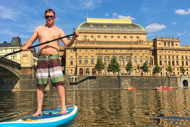 Stand-Up Paddleboarding on the Vltava River in Prague - Setting Off Near Vyšehrad and Gliding Toward the Center