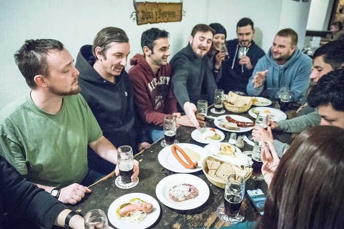 The Castle Side Breweries & Pubs small-group with PragueWay - U Černého vola: black lager, included snack, and a darker mood