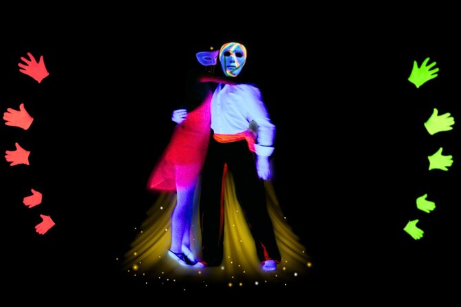Underground Black Light Theatre Interactive Show in Prague - Music and projection: how the effects do the heavy lifting