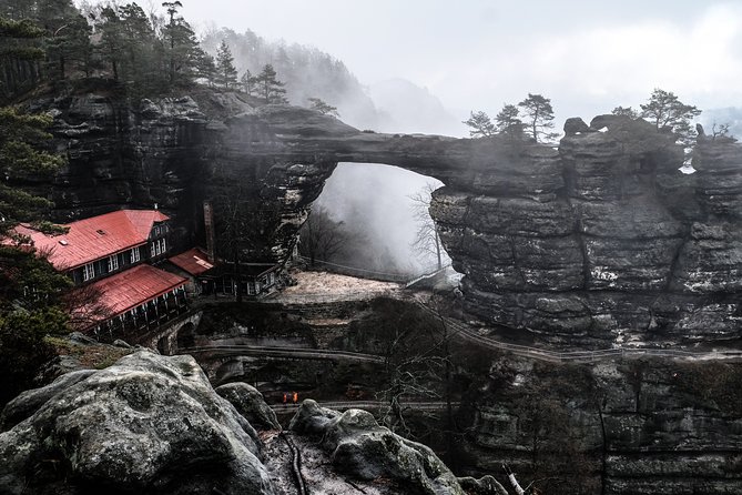 Winter Fairytale The BEST of Bohemian & Saxon Switzerland Hiking Tour - Crossing into Saxon Switzerland and the Bastei Bridge View